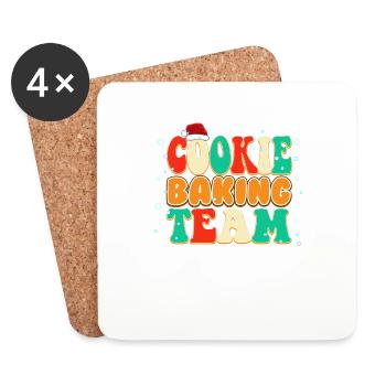 Cuisson de biscuits de pyjama familiale vintage classique - Dessous de verre (lot de 4) - blanc - Devant