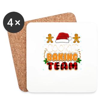 Équipe de cuisson de biscuits Mignon Noël Appariement familial - Dessous de verre (lot de 4) - blanc - Devant