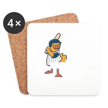 Ente Vogel Baseball Geschenk - Untersetzer (4er-Set) - Weiß - Vorne