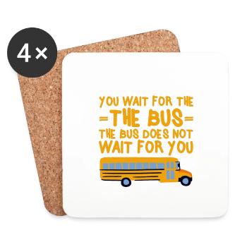 Vous attendez le bus Le bus n’attend pas 4 - Dessous de verre (lot de 4) - blanc - Devant