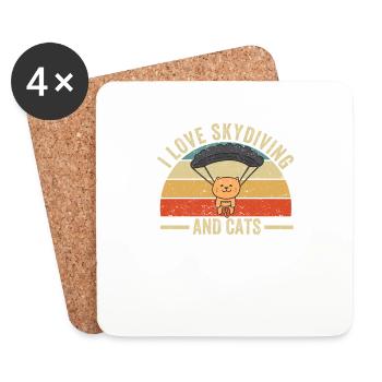 J’adore le parachutisme et le chat drôle - Dessous de verre (lot de 4) - blanc - Devant