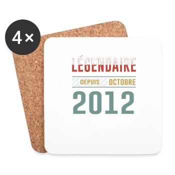Légendaire Depuis Octobre 2012 Anniversaire - Dessous de verre (lot de 4) - blanc - Devant