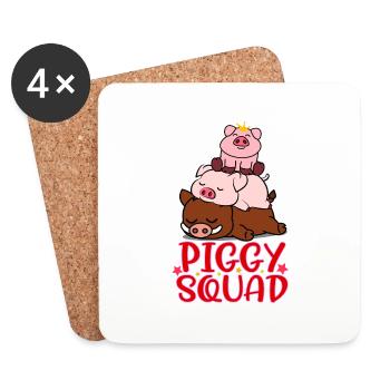 Piggy Squad Pig Family Animal Lovers Funny Farm - Coasters (set of 4) - white - Front