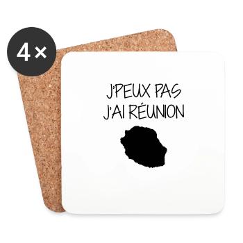 Réunion / 974 / Réunionnais / Réunionnaise - Dessous de verre (lot de 4) - blanc - Devant