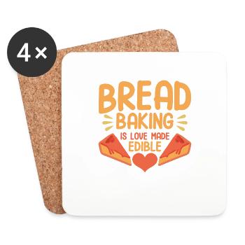 Bread Baking Gift Bakery Quote Baker - Coasters (set of 4) - white - Front