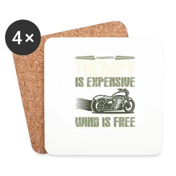 motorcycle therapy funny - Coasters (set of 4) - white - Front