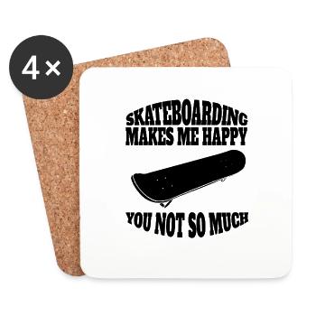 Skateboard Skating Skateboarding Longboard Skater - Dessous de verre (lot de 4) - blanc - Devant
