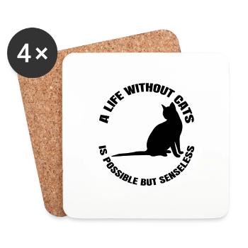 Chat Chat Cheveux Chat domestique Chaton Chat Chat - Dessous de verre (lot de 4) - blanc - Devant