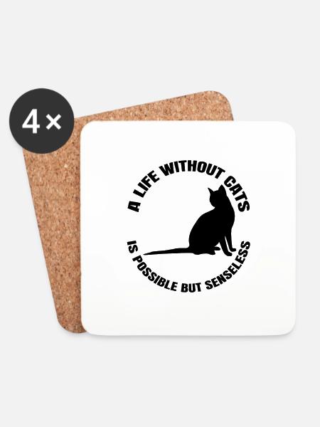 Katze Haustier Katzenhaar Hauskatze Kätzchen Kater - Untersetzer (4er-Set) - Weiß