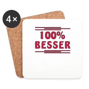 100% BESSER - Untersetzer (4er-Set) - Weiß - Vorne