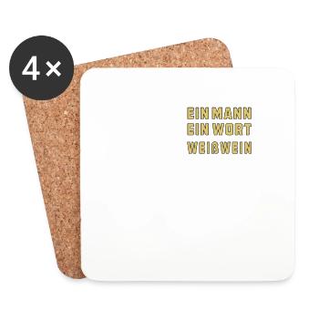 EIN MANN EIN WORT WEIßWEIN - Untersetzer (4er-Set) - Weiß - Vorne