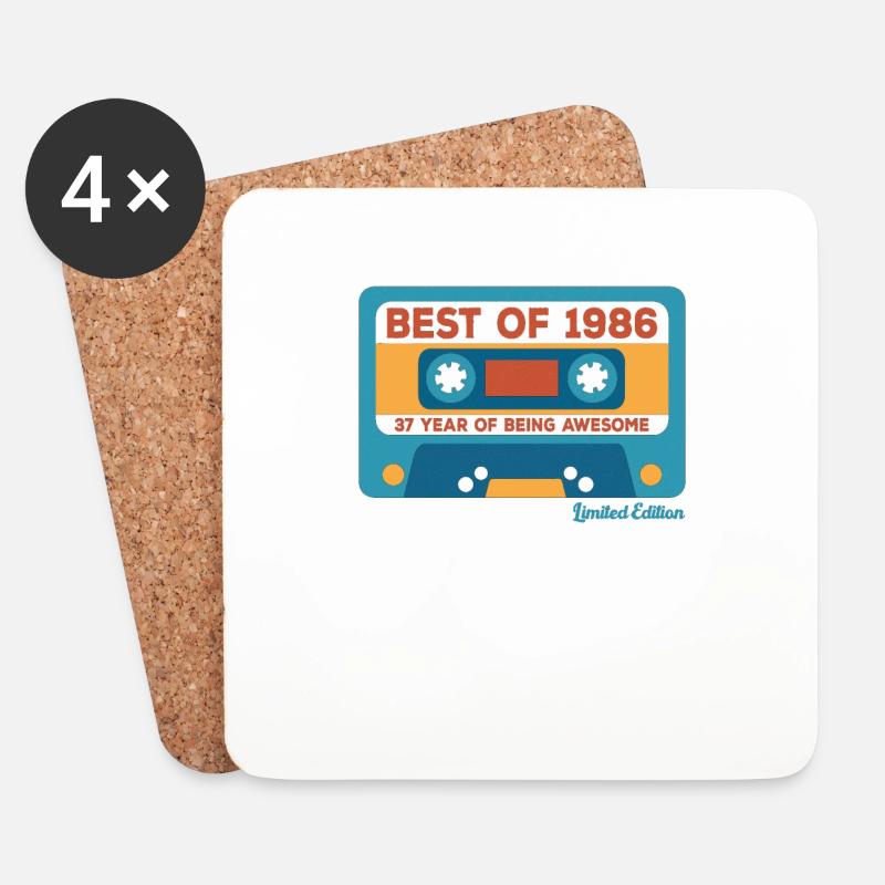 1986 Vintage Vintage Retro Geburtstagsgeschenk - Untersetzer (4er-Set) - Weiß