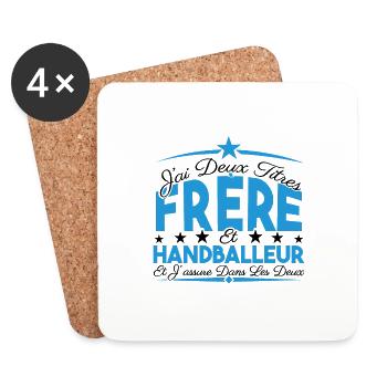 J'ai deux titres frère et Handballeur Cadeau frère - Dessous de verre (lot de 4) - blanc - Devant