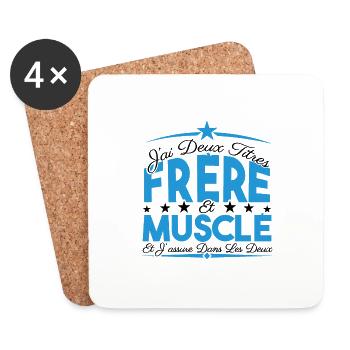 J'ai deux titres frère et Muscle. Cadeau frère. - Dessous de verre (lot de 4) - blanc - Devant
