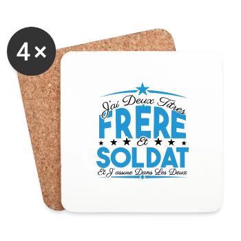 J'ai deux titres frère et Soldat. Cadeau. - Dessous de verre (lot de 4) - blanc - Devant