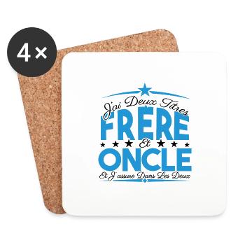 J'ai deux titres frère et Oncle. Cadeau frère. - Dessous de verre (lot de 4) - blanc - Devant