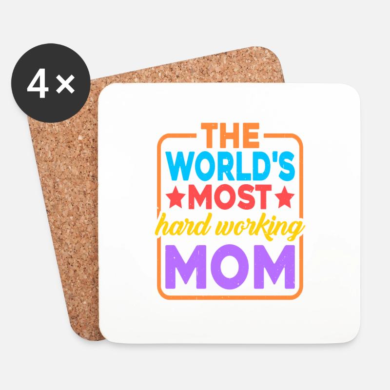 The World's Most Hard Working Mom 2 - Untersetzer (4er-Set) - Weiß