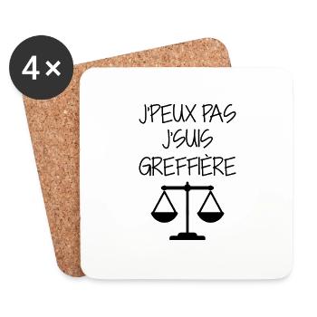 greffier / greffe / tribunal / justice / juge - Dessous de verre (lot de 4) - blanc - Devant