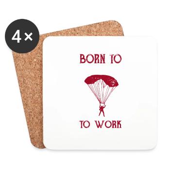 Né pour sauter en parachute Forcé de travailler - Dessous de verre (lot de 4) - blanc - Devant