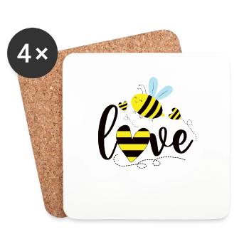 Abeille - Dessous de verre (lot de 4) - blanc - Devant