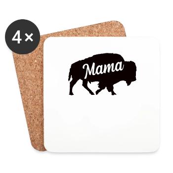 Buffle bœuf maman famille enfants bison bœuf - Dessous de verre (lot de 4) - blanc - Devant