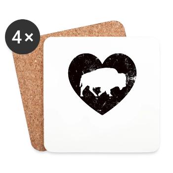 Buffalo Ox Vintage Bison - Coasters (set of 4) - white - Front