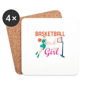 Ja, ich spiele Basketball wie ein Mädchen - Untersetzer (4er-Set) - Weiß - Vorne