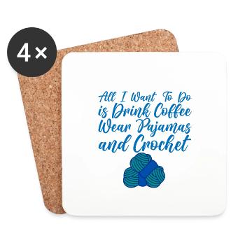 Tout ce que je veux, c’est boire du café 4 - Dessous de verre (lot de 4) - blanc - Devant