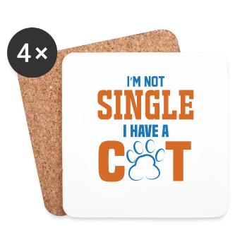 Katze Liebe Love Tier Geschenk Cats Single Tshirt - Untersetzer (4er-Set) - Weiß - Vorne