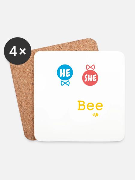 He or She Grandpop To Bee Gender Reveal Family - Untersetzer (4er-Set) - Weiß