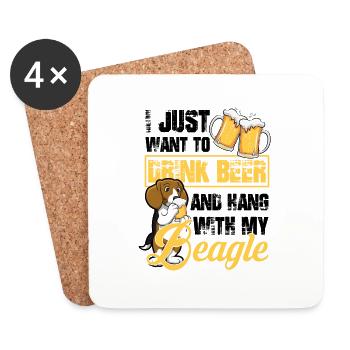 Boire de la bière - Dessous de verre (lot de 4) - blanc - Devant