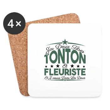 J'ai deux titres tonton et Fleuriste Cadeau tonton - Dessous de verre (lot de 4) - blanc - Devant