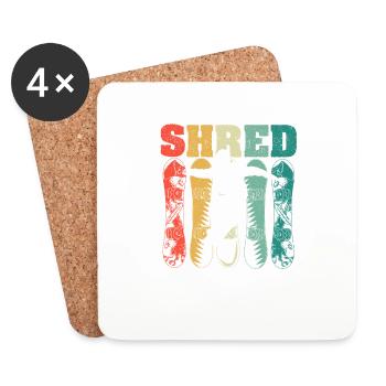 SHRED Snowboard Winter Sports Snowboarding Boarding - Coasters (set of 4) - white - Front