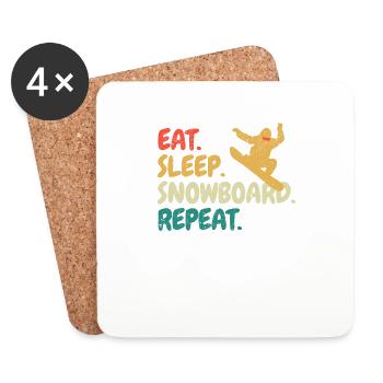 Eat Sleep Snowboard Repeat Snowboarder Lustig Snow - Untersetzer (4er-Set) - Weiß - Vorne