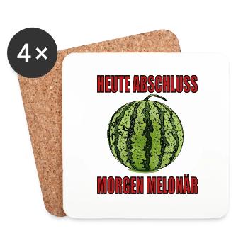 Abitur Melonär Millionär T shirt Design - Untersetzer (4er-Set) - Weiß - Vorne