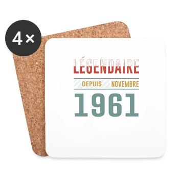 Légendaire Depuis Novembre 1961 Anniversaire - Dessous de verre (lot de 4) - blanc - Devant