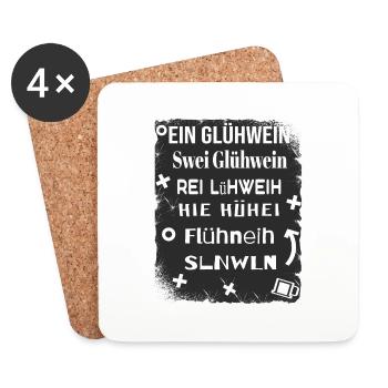 Ein Zwei Drei Glühwein - Untersetzer (4er-Set) - Weiß - Vorne