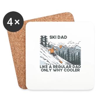 Ski Dad Funny Cute Winter Skiing - Coasters (set of 4) - white - Front