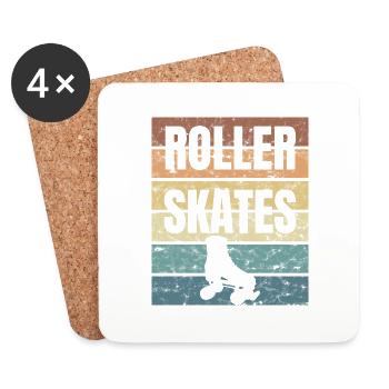 Les patineurs vont à Roller Skate Crunge Effect - Dessous de verre (lot de 4) - blanc - Devant