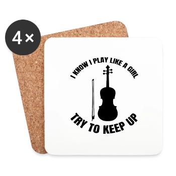 Violin Woman Violin Music Violinist Orchestra - Coasters (set of 4) - white - Front