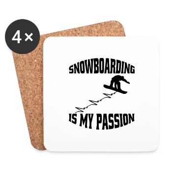 Snowboard slogan winter sports snowboarders - Coasters (set of 4) - white - Front