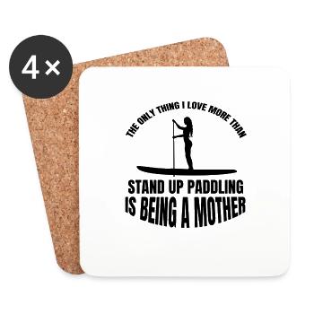 Stand Up Paddling lustiger Spruch Surfen Mutter - Untersetzer (4er-Set) - Weiß - Vorne