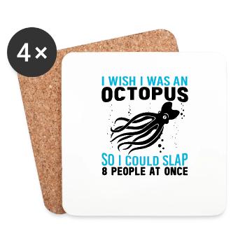 Tintenfisch Krake Oktopus Meer Tentakel Kraken - Untersetzer (4er-Set) - Weiß - Vorne