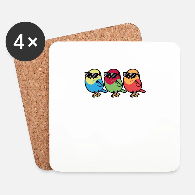 Drei Weiße Vögel Mit Sonnenbrille - Untersetzer (4er-Set) - Weiß
