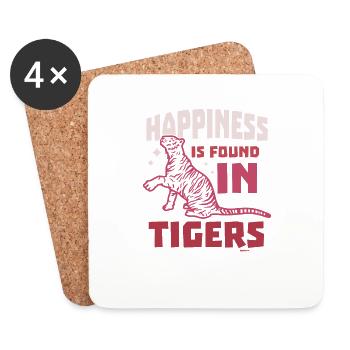 Happiness Is Found In Tigers - Untersetzer (4er-Set) - Weiß - Vorne
