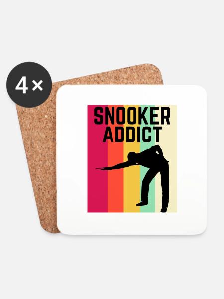 Snooker Addict Snooker Fan Colourful Snooker Lover - Coasters (set of 4) - white