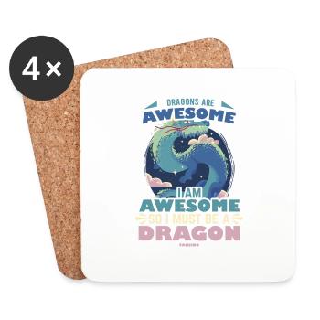 Les dragons sont géniaux Je suis génial donc je dois être un Dr - Dessous de verre (lot de 4) - blanc - Devant