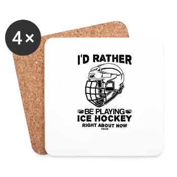 Slogan du masque de hockey sur glace - Dessous de verre (lot de 4) - blanc - Devant