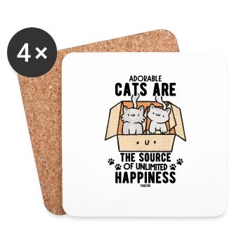 Chats pour enfants - Dessous de verre (lot de 4) - blanc - Devant