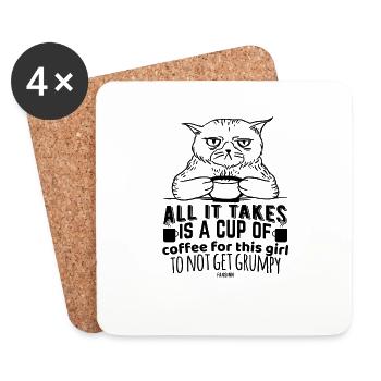 Kaffee Katze schlechte Laune - Untersetzer (4er-Set) - Weiß - Vorne